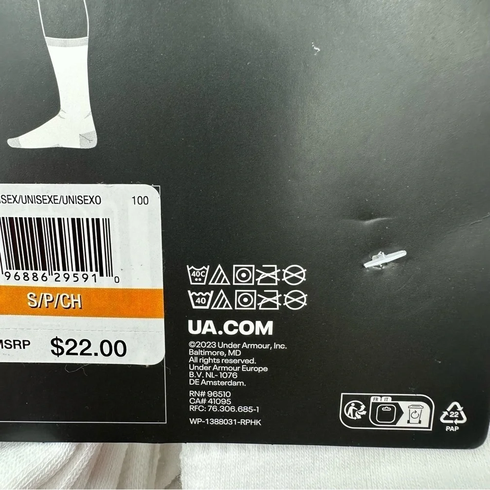 NWT under armour UA training cotton blend crew socks womens 4-6 UNISEX